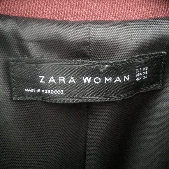 ZARA WOMAN Burnt Orange Zip Front/Waist Tie Peacoat XS - EUC - Picture 4 of 8
